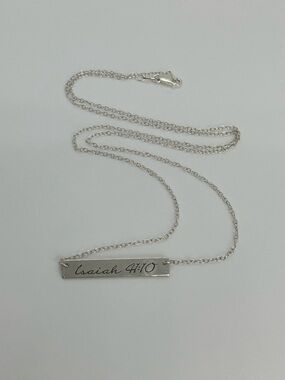 Vtg 925 Sterling Silver Isaiah 41:10  Bible Verse Bar Necklace